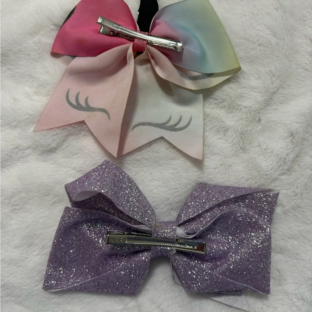 Large Unicorn and Glitter Bow Set for Kids